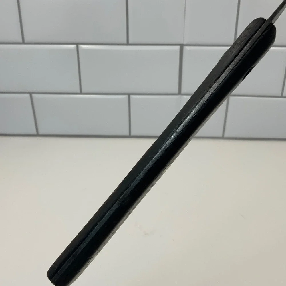 Vintage Unbranded Two Tine Carving Fork Wood Carbon Steel Brown 10.75in